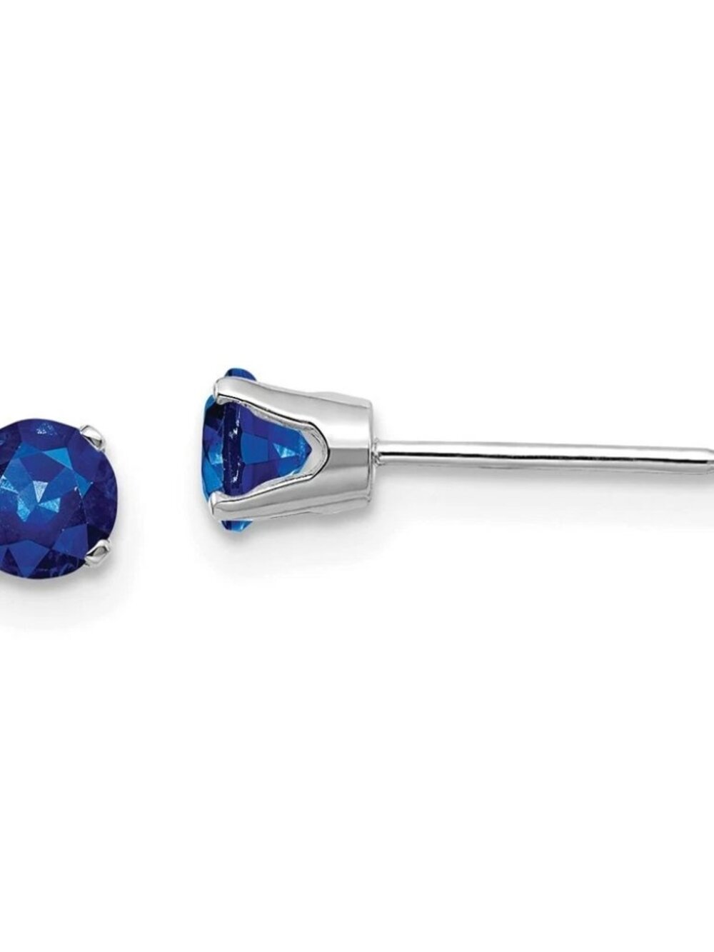 14K White Gold Blue Sapphire Stud Earrings – 4mm